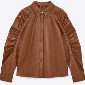 NWT Zara warm caramel brown leather faux size XS